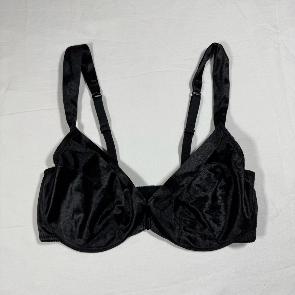 Vintage Victorias Secret Gold Label Black‎ Satin Underwire Bra 36C Made in USA